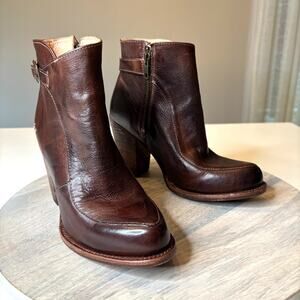 Bed Stu Isla Cobbler Brown Leather Ankle Boots Women’s 8.5 Rustic Heeled Booties